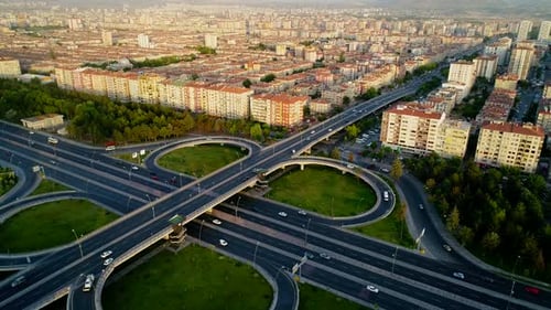 Aerial View Of Highway Road Junction