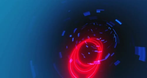 Tunnel with red and blue lights moving in a seamless loop