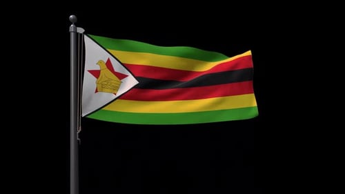 Zimbabwe National Flag Waving Loop with Alpha Channel