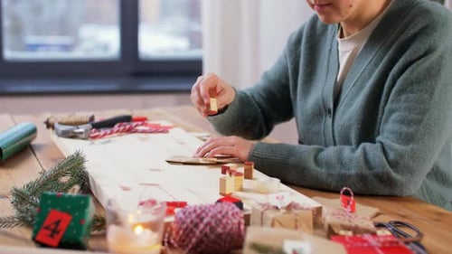 Adult Crafts Christmas Presents at Table