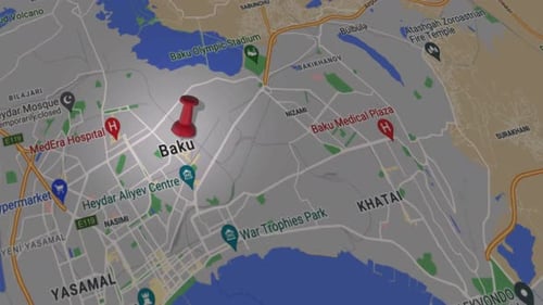 3D Animated Map with Location Pin Marking Travel Destination