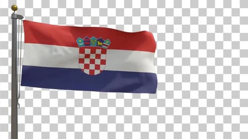 Waving Flag of Croatia Seamless Loop with Alpha Channel