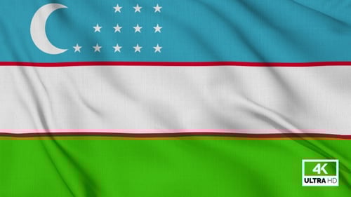 National Flag of Uzbekistan Waving Seamless Loop Animation