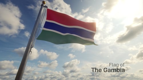 The Gambia National Flag Waving in Realistic 3D Animation