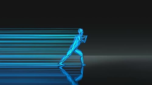 Futuristic Glowing Low Poly Human Figure Dancing Loop