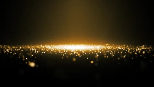 Golden Glitter Particles Spreading Light Background