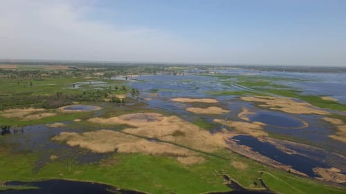 Wetland Landscape of the VolgaAkhtuba Floodplain in Russia in Summer