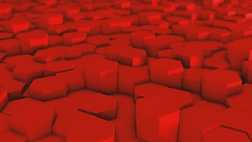 Dynamic Red Hexagonal Tiles Undulating Motion Background