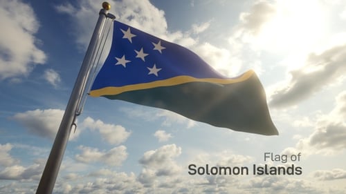 Realistic Looping Flag of Solomon Islands Waving in Sky