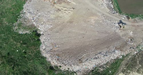 Aerial View of Landfill with Waste and Garbage