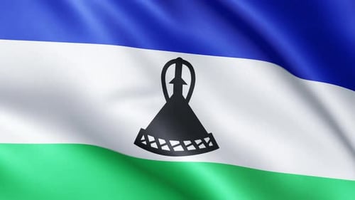 Lesotho Flag Realistic Waving Animation