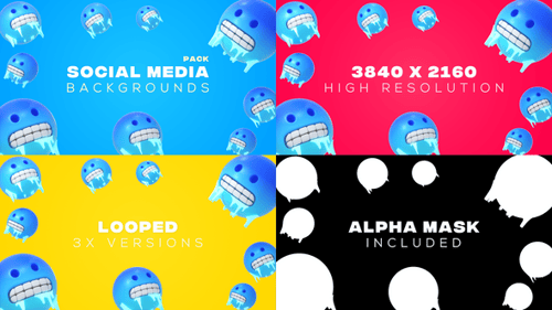 Animated Looping Background with 3D Icy Cold Emoji Faces