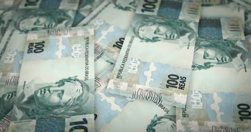 Brazil Real, Reai growing pile of money seamless loop