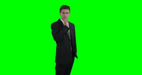 Businessman using a virtual touch screen