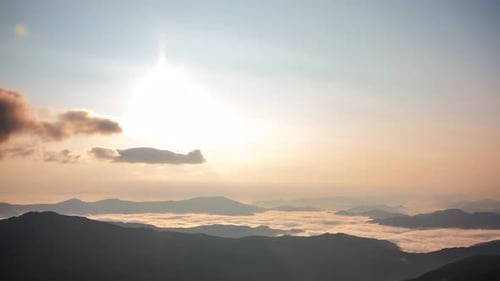 Timelapse. Dynamic Sky in Mountain During Dawn