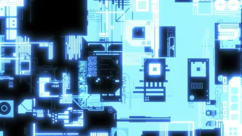 Glowing Futuristic Digital Circuit Board Animation Loop