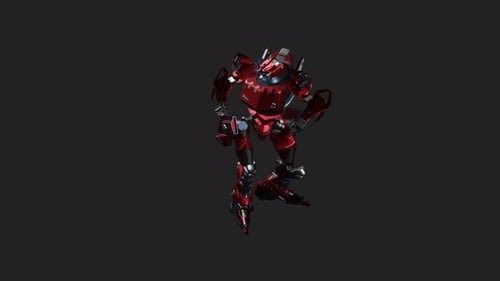 3D Red Combat Robot Animation for Sci-Fi Projects