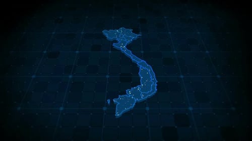 Digital Vietnam Map Technology Connection Animation