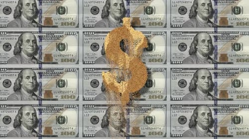 Golden Dollar Sign Crumbling Reveal