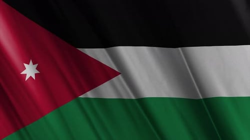 Realistic Waving Fabric Flag of Jordan Animation