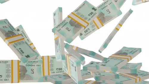 Falling Indian 50 Rupee Banknotes Animation