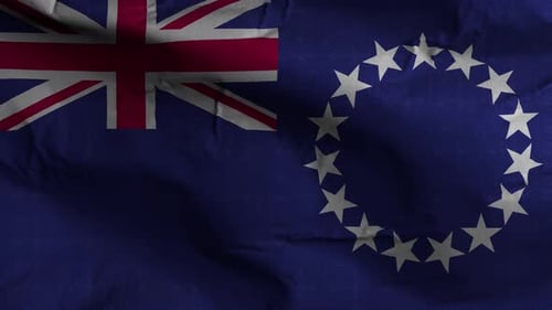 Cook Islands Flag Waving Realistic Cloth Texture Animation