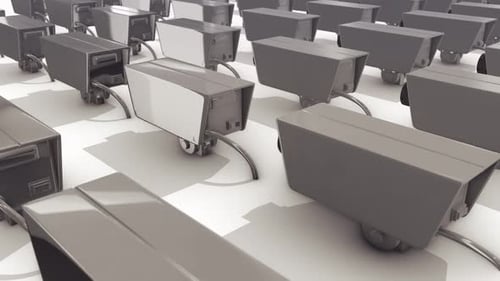 A Lot Of Metallic Security Cameras In A Row 4k