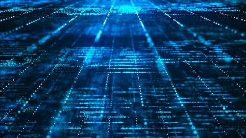 Futuristic Blue Digital Data Grid Flow Loop Background