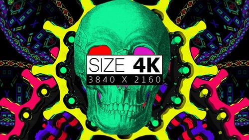 Vibrant Abstract Skull Psychedelic Visual Loop Background