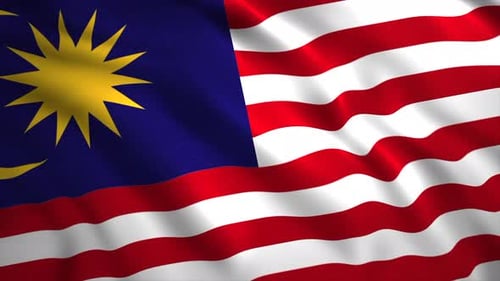 Realistic Waving Malaysian Flag Loop Animation