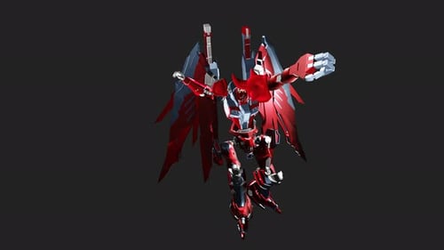 Futuristic 3D Mecha Robot Posing Character Animation