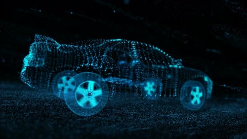 Futuristic Particle Car Digital Hologram Animation