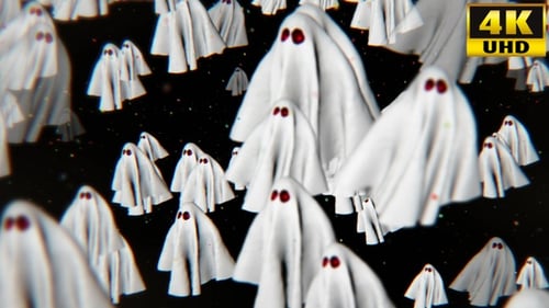 Flying Ghost Spirits Halloween Loop Background