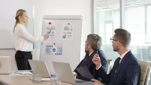 Business Presentation with Charts in Bright Office