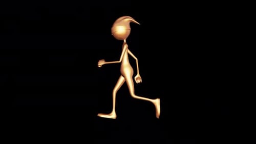 3d Man Gold Running Loop On Alpha Channel