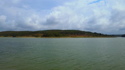 lake view on a cloudy day, reservoir water, lake, water supply, landscape