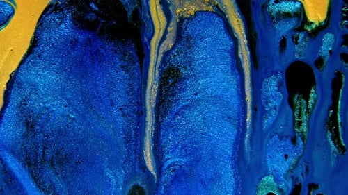 Abstract Ink Painting Blue and Gold Background