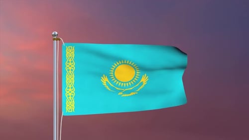 Realistic Kazakhstan National Flag Waving Animation