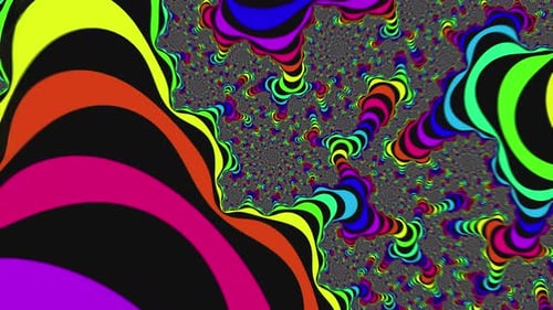 Psychedelic Colorful Flying Inwards Into a Rainbow Fractal Spot Movement in an Abstract Background