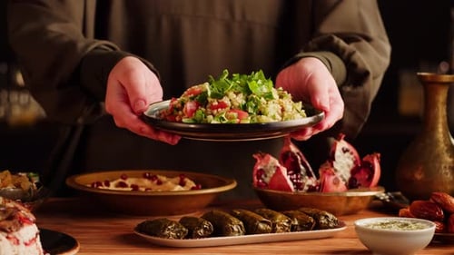 Middle Eastern Food and Salad Display