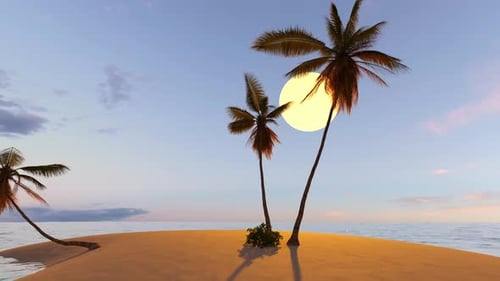 Tropical island with palm trees in the sea