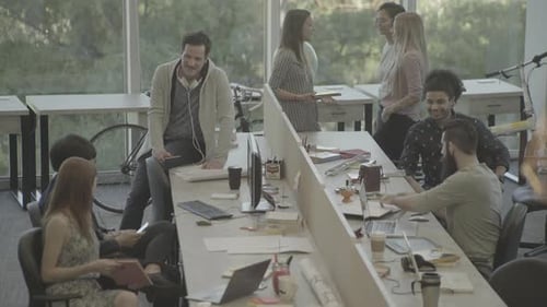 People working in creative office space