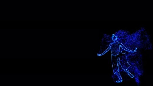 Futuristic Glowing Particle Human Figure Animation