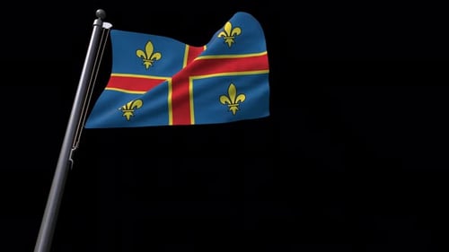 Waving Flag with Red Cross and Gold Fleur-de-Lis