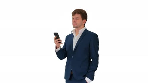 Young Adult Using Mobile Phone in a Suit