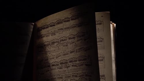 Close Up of an Open Book of Sheet Music