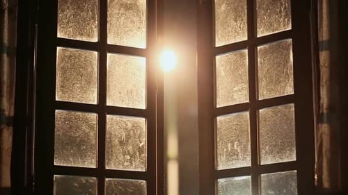 Open Window at Night with Street Light