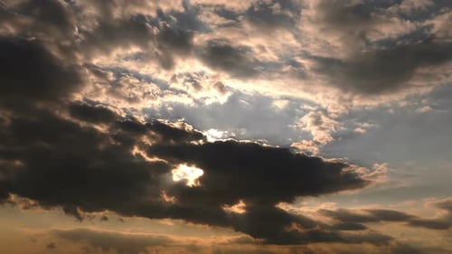Golden Clouds Drifting at Sunset Time Lapse