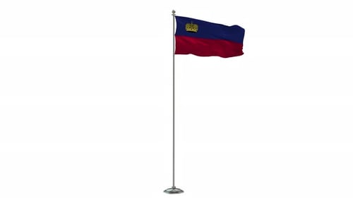 Liechtenstein National Flag Waving Animation on White Background