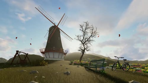 Windmill House-Hintergrund, schleifbar